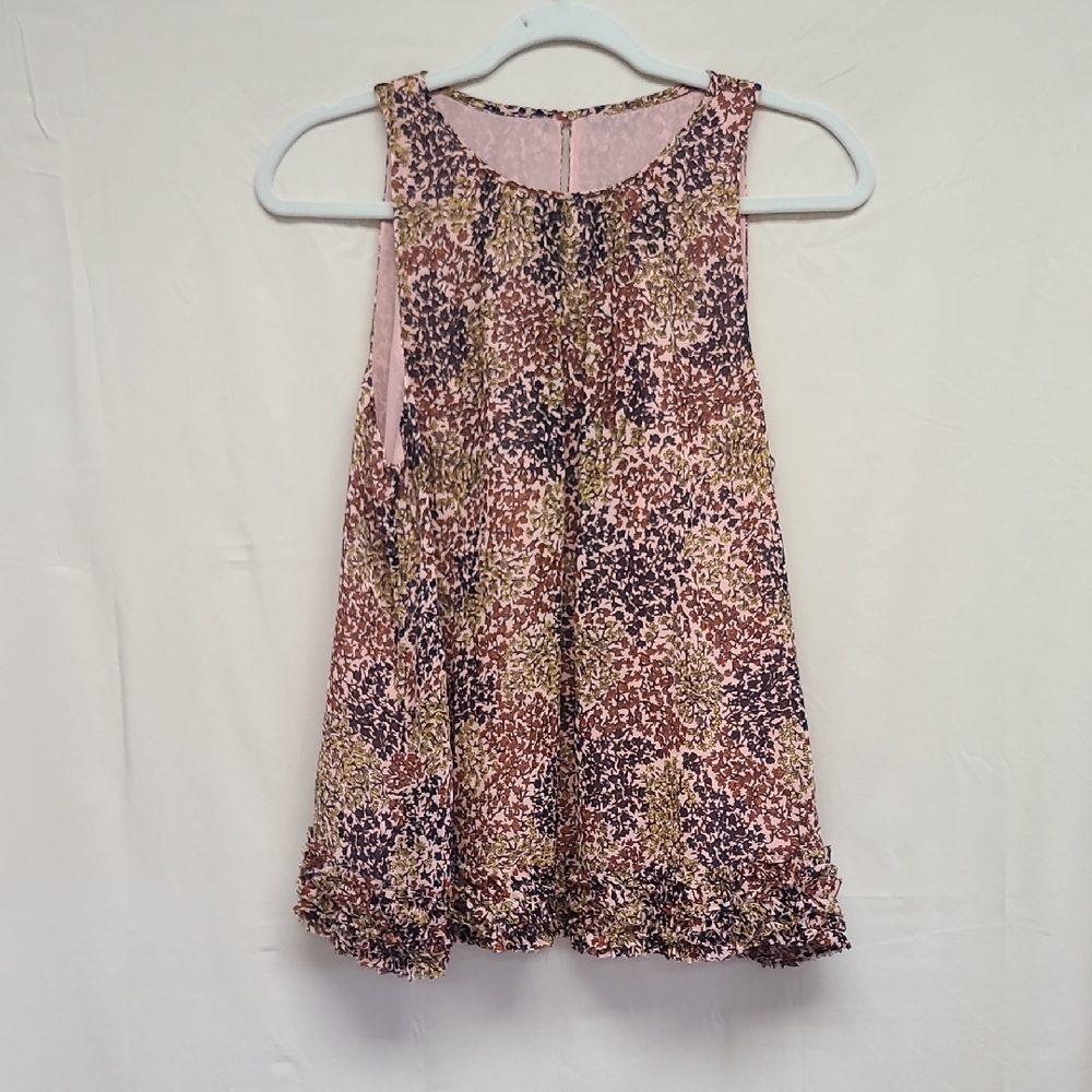 Joie Abdel Romantic Silk Boho Floral Print Sleeveless Blouse - Pink/Jasmine